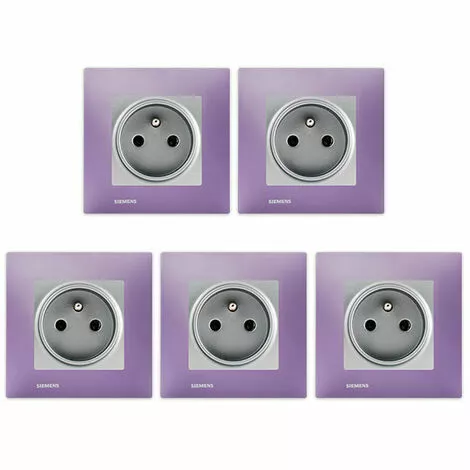 LOT 5 Prise 2P+T Silver Delta Viva + Plaque Violet - SIEMENS - SIEMENS 1 LOT 5 Prise 2P+T Silver Delta Viva + Plaque Violet - SIEMENS - SIEMENS