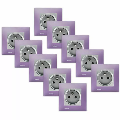 LOT 10 Prise 2P+T Silver Delta Viva + Plaque Violet - SIEMENS - SIEMENS 1 LOT 10 Prise 2P+T Silver Delta Viva + Plaque Violet - SIEMENS - SIEMENS