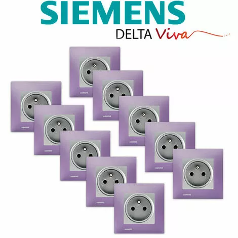 LOT 10 Prise 2P+T Silver Delta Viva + Plaque Violet - SIEMENS - SIEMENS 2 LOT 10 Prise 2P+T Silver Delta Viva + Plaque Violet - SIEMENS - SIEMENS – Image 2