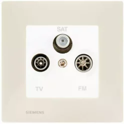 Prise TV FM SAT Blanc Delta Viva + Plaque Beige - SIEMENS - SIEMENS