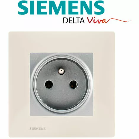 Prise 2P+T Silver Delta Viva + Plaque Beige - SIEMENS - SIEMENS 2 Prise 2P+T Silver Delta Viva + Plaque Beige - SIEMENS - SIEMENS – Image 2