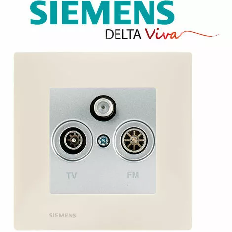 Prise TV FM SAT Silver Delta Viva + Plaque Beige - SIEMENS - SIEMENS 2 Prise TV FM SAT Silver Delta Viva + Plaque Beige - SIEMENS - SIEMENS – Image 2