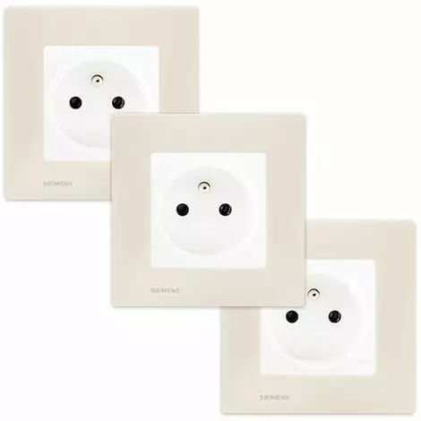 LOT De 3 Prises 2P+T Blanc Delta Viva + Plaques Beige - SIEMENS - SIEMENS 1 LOT De 3 Prises 2P+T Blanc Delta Viva + Plaques Beige - SIEMENS - SIEMENS