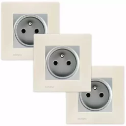 LOT 3 Prise 2P+T Silver Delta Viva + Plaque Beige - SIEMENS - SIEMENS