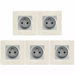 LOT De 5 Prises 2P+T Silver Delta Viva + Plaques Beige - SIEMENS - SIEMENS