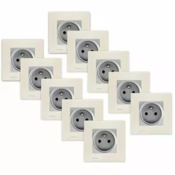 LOT 10 Prise 2P+T Silver Delta Viva + Plaque Beige - SIEMENS - SIEMENS