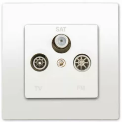 Prise TV FM SAT Blanc Delta Viva + Plaque Blanc - SIEMENS - SIEMENS