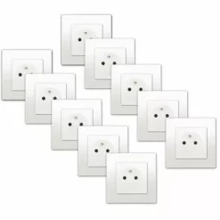 LOT De 10 Prises 2P+T Blanc Delta Viva + Plaques Blanc - SIEMENS - SIEMENS