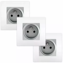 LOT De 3 Prises 2P+T Silver Delta Viva + Plaques Blanc - SIEMENS - SIEMENS