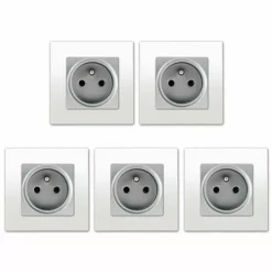 LOT 5 Prise 2P+T Silver Delta Viva + Plaque Blanc - SIEMENS - SIEMENS