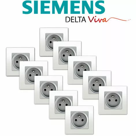LOT De 10 Prises 2P+T Silver Delta Viva + Plaques Blanc - SIEMENS - SIEMENS 2 LOT De 10 Prises 2P+T Silver Delta Viva + Plaques Blanc - SIEMENS - SIEMENS – Image 2