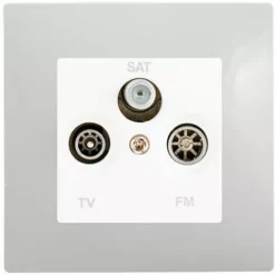Prise TV FM SAT Blanc Delta Viva + Plaque Gris - SIEMENS - SIEMENS
