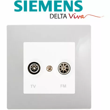 Prise TV /FM Blanc Delta Viva + Plaque Gris - SIEMENS - SIEMENS 2 Prise TV /FM Blanc Delta Viva + Plaque Gris - SIEMENS - SIEMENS – Image 2
