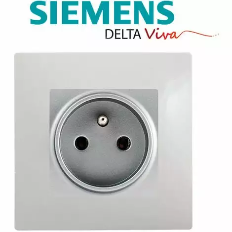 Prise 2P+T Silver Delta Viva + Plaque Gris - SIEMENS - SIEMENS 2 Prise 2P+T Silver Delta Viva + Plaque Gris - SIEMENS - SIEMENS – Image 2