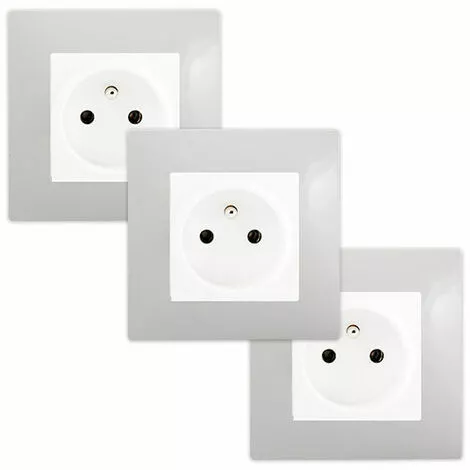LOT De 3 Prises 2P+T Blanc Delta Viva + Plaques Gris - SIEMENS - SIEMENS 1 LOT De 3 Prises 2P+T Blanc Delta Viva + Plaques Gris - SIEMENS - SIEMENS