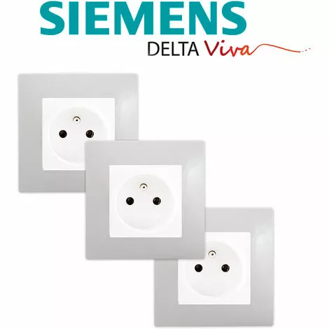 LOT De 3 Prises 2P+T Blanc Delta Viva + Plaques Gris - SIEMENS - SIEMENS 2 LOT De 3 Prises 2P+T Blanc Delta Viva + Plaques Gris - SIEMENS - SIEMENS – Image 2