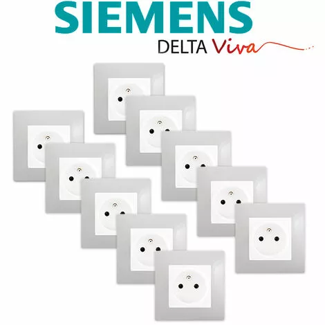 LOT De 10 Prises 2P+T Blanc Delta Viva + Plaques Gris - SIEMENS - SIEMENS 2 LOT De 10 Prises 2P+T Blanc Delta Viva + Plaques Gris - SIEMENS - SIEMENS – Image 2