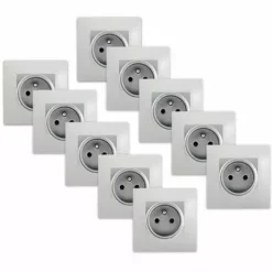 LOT 10 De Prises 2P+T Silver Delta Viva + Plaques Gris - SIEMENS - SIEMENS