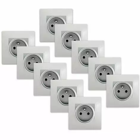 LOT 10 De Prises 2P+T Silver Delta Viva + Plaques Gris - SIEMENS - SIEMENS 1 LOT 10 De Prises 2P+T Silver Delta Viva + Plaques Gris - SIEMENS - SIEMENS