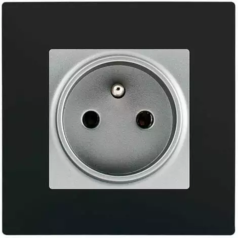 Prise 2P+T Silver Delta Viva + Plaque Noir - SIEMENS - SIEMENS 1 Prise 2P+T Silver Delta Viva + Plaque Noir - SIEMENS - SIEMENS