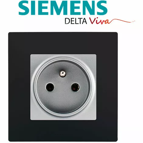 Prise 2P+T Silver Delta Viva + Plaque Noir - SIEMENS - SIEMENS 2 Prise 2P+T Silver Delta Viva + Plaque Noir - SIEMENS - SIEMENS – Image 2