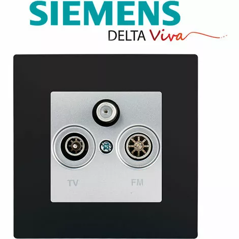 Prise TV FM SAT Silver Delta Viva + Plaque Noir - SIEMENS - SIEMENS 2 Prise TV FM SAT Silver Delta Viva + Plaque Noir - SIEMENS - SIEMENS – Image 2