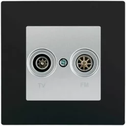 Prise TV / FM Silver Delta Viva + Plaque Noir - SIEMENS - SIEMENS