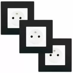 LOT 3 Prise 2P+T Blanc Delta Viva + Plaque Noir - SIEMENS - SIEMENS