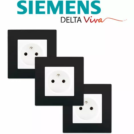 LOT 3 Prise 2P+T Blanc Delta Viva + Plaque Noir - SIEMENS - SIEMENS 2 LOT 3 Prise 2P+T Blanc Delta Viva + Plaque Noir - SIEMENS - SIEMENS – Image 2