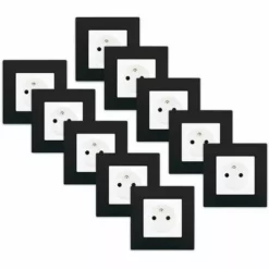 LOT De 10 Prises 2P+T Blanc Delta Viva + Plaques Noir - SIEMENS - SIEMENS