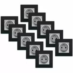 LOT 10 De Prises 2P+T Silver Delta Viva + Plaques Noires - SIEMENS - SIEMENS
