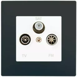 Prise TV FM SAT Blanc Delta Viva + Plaque Anthracite - SIEMENS - SIEMENS