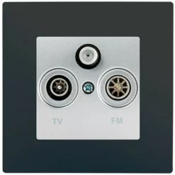 Prise TV FM SAT Silver Delta Viva + Plaque Anthracite - SIEMENS - SIEMENS