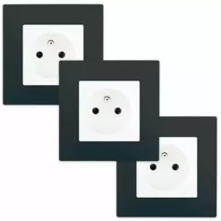 LOT 3 Prise 2P+T Blanc Delta Viva + Plaque Anthracite - SIEMENS - SIEMENS