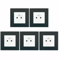 LOT 5 Prise 2P+T Blanc Delta Viva + Plaque Anthracite - SIEMENS - SIEMENS