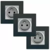 LOT De 3 Prises 2P+T Silver Delta Viva + Plaques Anthracite - SIEMENS - SIEMENS