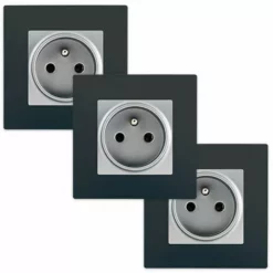 LOT De 3 Prises 2P+T Silver Delta Viva + Plaques Anthracite - SIEMENS - SIEMENS