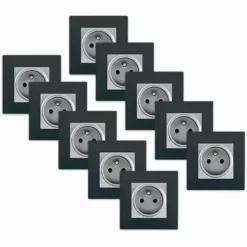 LOT 10 Prise 2P+T Silver Delta Viva + Plaque Anthracite - SIEMENS - SIEMENS