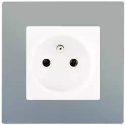 Prise 2P+T Blanc Delta Viva + Plaque Silver - SIEMENS - SIEMENS