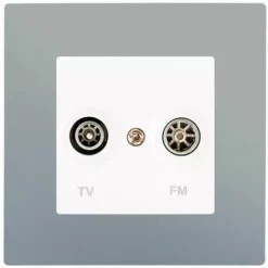 Prise TV /FM Blanc Delta Viva + Plaque Silver - SIEMENS - SIEMENS