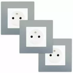 LOT 3 Prise 2P+T Blanc Delta Viva + Plaque Silver - SIEMENS - SIEMENS