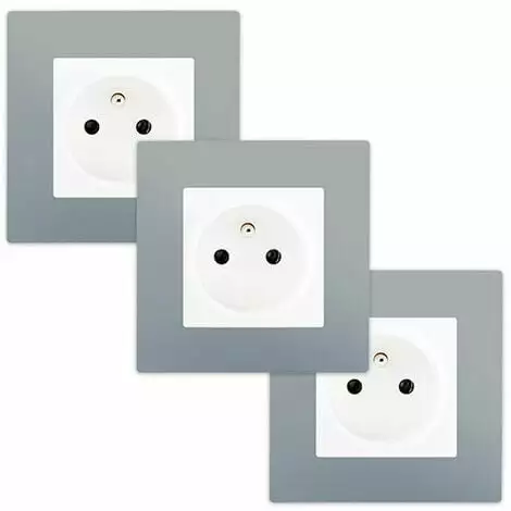 LOT 3 Prise 2P+T Blanc Delta Viva + Plaque Silver - SIEMENS - SIEMENS 1 LOT 3 Prise 2P+T Blanc Delta Viva + Plaque Silver - SIEMENS - SIEMENS