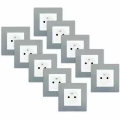 LOT 10 Prise 2P+T Blanc Delta Viva + Plaque Silver - SIEMENS - SIEMENS