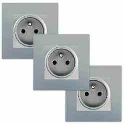 LOT 3 Prise 2P+T Silver Delta Viva + Plaque Silver - SIEMENS - SIEMENS