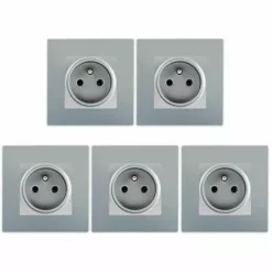 LOT 5 Prise 2P+T Silver Delta Viva + Plaque Silver - SIEMENS - SIEMENS