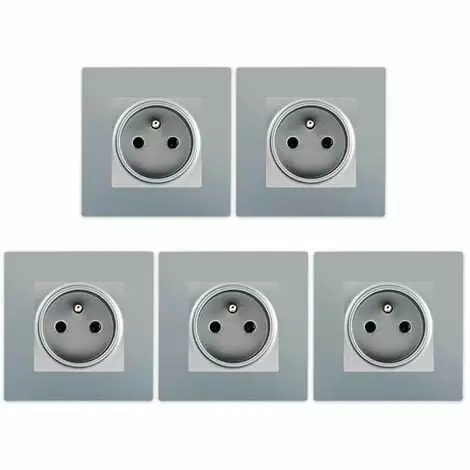 LOT 5 Prise 2P+T Silver Delta Viva + Plaque Silver - SIEMENS - SIEMENS 1 LOT 5 Prise 2P+T Silver Delta Viva + Plaque Silver - SIEMENS - SIEMENS