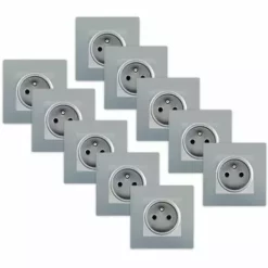 LOT 10 Prise 2P+T Silver Delta Viva + Plaque Silver - SIEMENS - SIEMENS