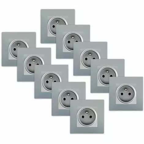 LOT 10 Prise 2P+T Silver Delta Viva + Plaque Silver - SIEMENS - SIEMENS 1 LOT 10 Prise 2P+T Silver Delta Viva + Plaque Silver - SIEMENS - SIEMENS