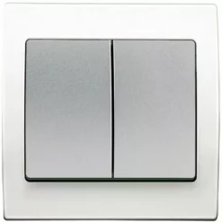 Double Poussoir Silver Delta Iris + Plaque Basic Blanc - SIEMENS - SIEMENS