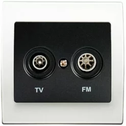 Prise TV/FM Anthracite Delta Iris + Plaque Basic Blanc - SIEMENS - SIEMENS